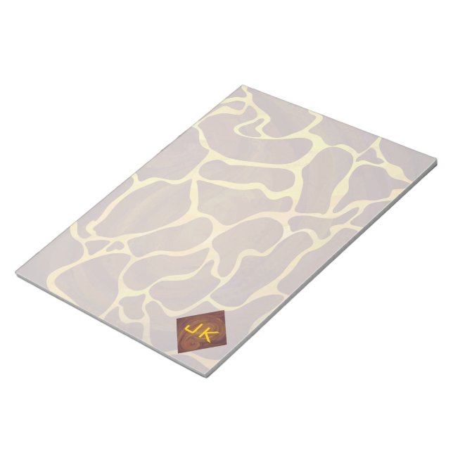 Monogram Giraffe Brown, Gult Skriv ut Anteckningsblock (Vinklad)