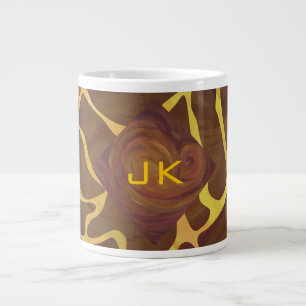Monogram Giraffe Brown, Gult Skriv ut Jumbo Mugg