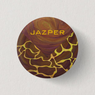 Monogram Giraffe Brown, Gult Skriv ut Knapp