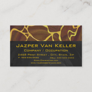 Monogram Giraffe Brown, Gult Skriv ut Visitkort