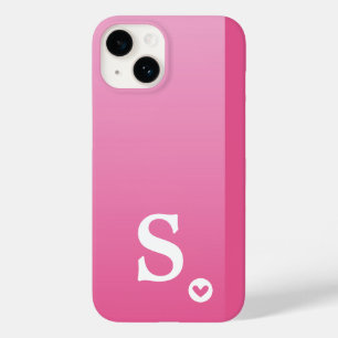 Monogram Girligt Rosa Hjärta Enkelt Modernt Chic