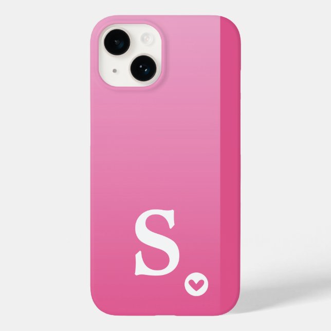 Monogram Girligt Rosa Hjärta Enkelt Modernt Chic (Baksida)