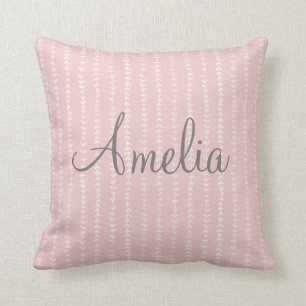 Monogram Girls Pastel Rosa Rand Vines Kudde