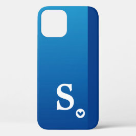 Monogram Girly Blue Heart Simple Modern Chic