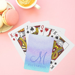 Monogram Girly Glitter Chic Gnistra Modern Namn Casinokort