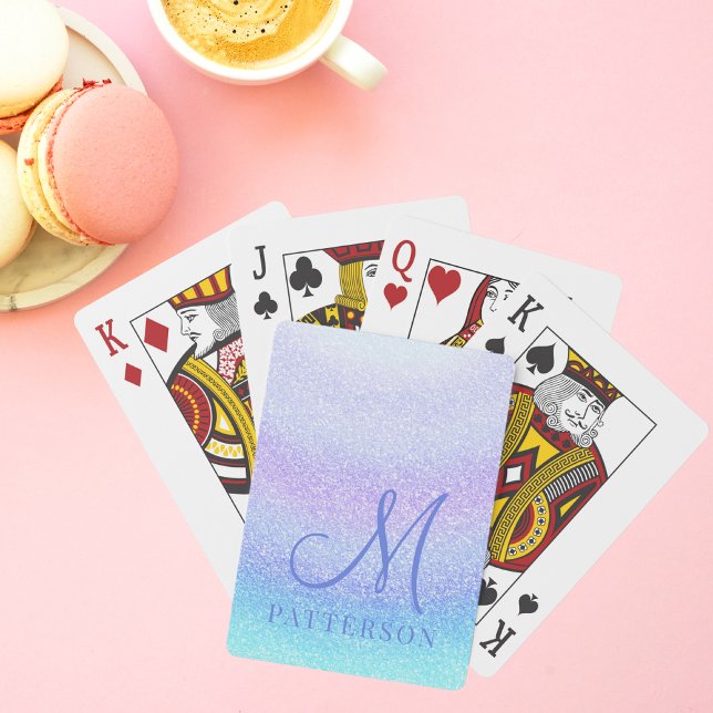 Monogram Girly Glitter Chic Gnistra Modern Namn Casinokort (Skapare uppladdad)