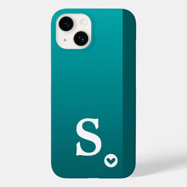 Monogram Girly Grönt Heart Simple Modern Chic Fodr (Baksida)