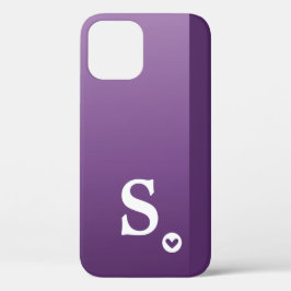 Monogram Girly Lila Heart Simple Modern Chic Cas