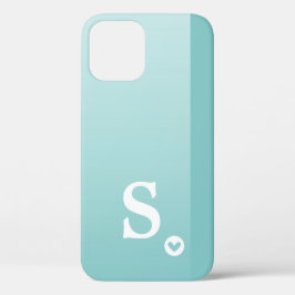 Monogram Girly Mint Grönt Heart Simple Modern Chic