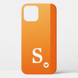 Monogram Girly Orange Heart Simple Modern Chic