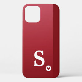 Monogram Girly Red Heart Simple Modern Chic