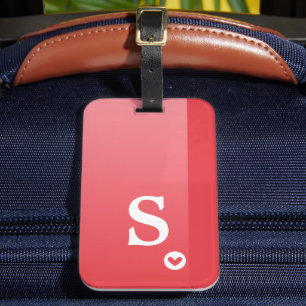 Monogram Girly Red Heart Simple Modern Chic Bagagebricka