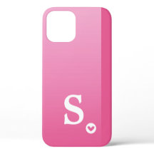 Monogram Girly Rosa Heart Simple Modern Chic