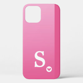 Monogram Girly Rosa Heart Simple Modern Chic