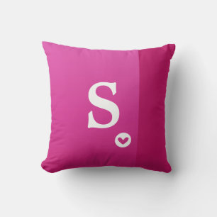 Monogram Girly Rosa Lila Heart Modern Chic Kudde
