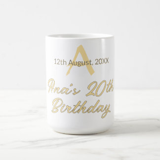 monogram glad 20-årsdag grå orange pastell tr kaffemugg