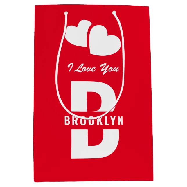 Monogram Glad Alla hjärtans dag Röd vit hipster (Framsidan)