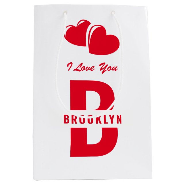 Monogram Glad Alla hjärtans dag Vit röd hipster (Framsidan)