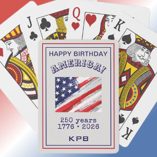 Monogram Glad födelsedag Amerika Rustik USA-flagga Casinokort