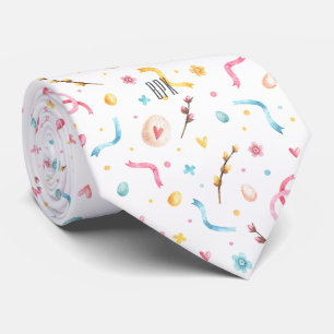 Monogram Glad Påsk Färgglada Pastellfärger Mönster Slips