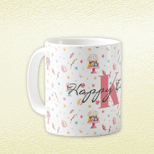Monogram Glad påsk Mönster 11oz Kaffemugg