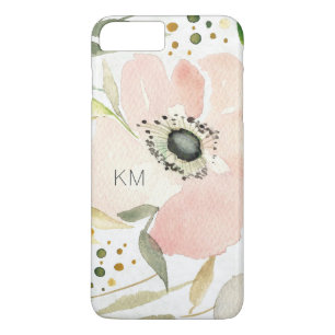 Monogram glädjen av vattenfärgblommigten för