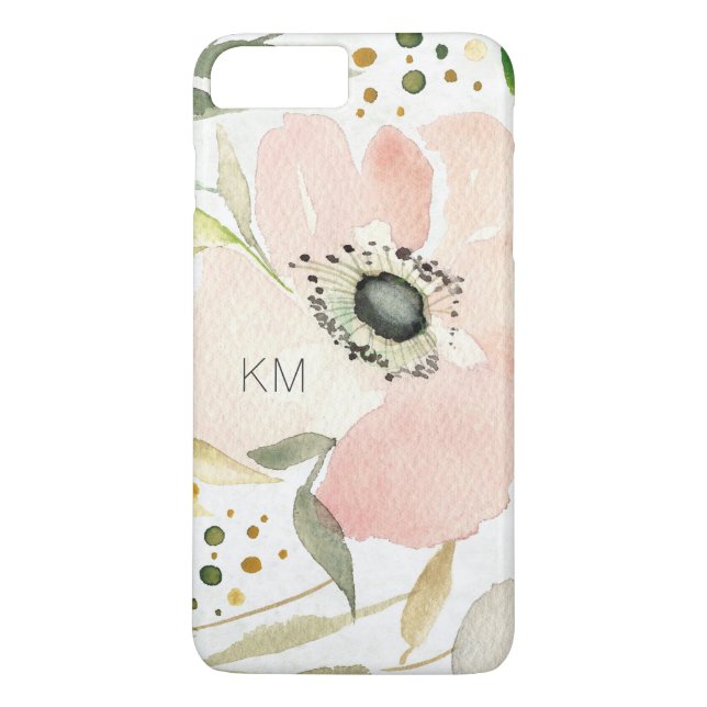 Monogram | glädjen av vattenfärgblommigten för vit Case-Mate iPhone skal (Baksida)
