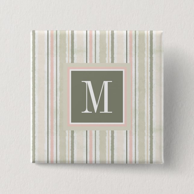 Monogram | glädjen av vattenfärgblommigten för vit knapp (Framsida)