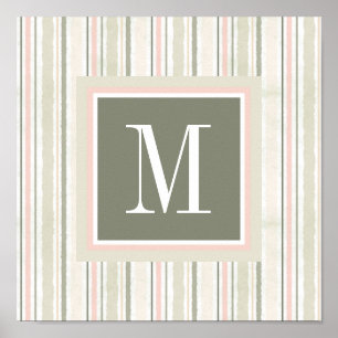 Monogram glädjen av vattenfärgrandar för vit poster