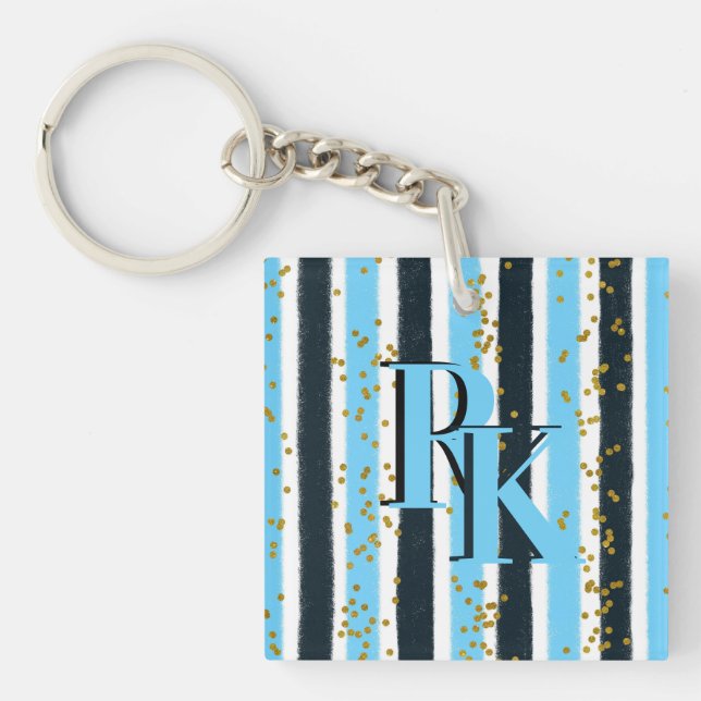 Monogram glam för trendig Blue Rand Guld Glitter (Framsidan)