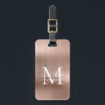 Monogram Glam Metall, Guld, Brushed Bagagebricka<br><div class="desc">Märkrn rosa ros Guld Brushed Metall med Monogram Cute Bag</div>