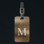 Monogram Glam Metall-skript av koppar Guld Brushed Bagagebricka<br><div class="desc">Märkrn Copper Gult Brass Guld Brass Metall Brushed,  Monogram Cute Bag</div>