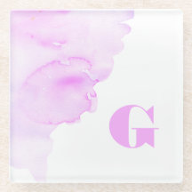 Monogram Glass Watercolor Underlägg
