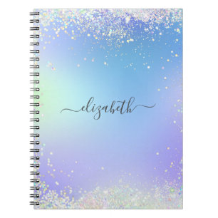 Monogram Glitter Blue-Lila för regnbåge Anteckningsbok