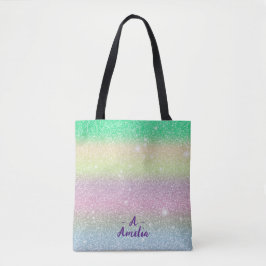 Monogram glitter enhörning kast modern minimalisti tygkasse