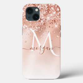 Monogram glitter Peach Ro Guld