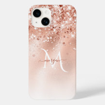 Monogram glitter Peach Ro Guld