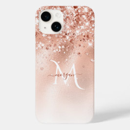 Monogram glitter Peach Ro Guld