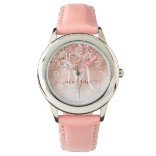 Monogram glitter Peach Ro Guld Armbandsur