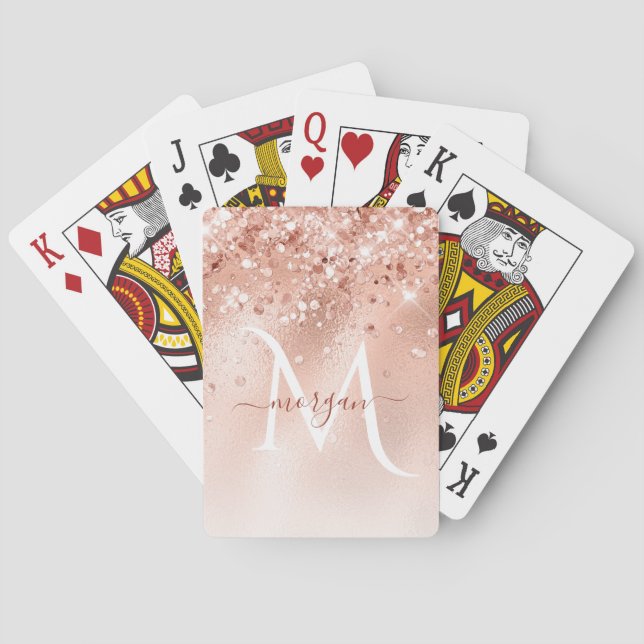Monogram glitter Peach Ro Guld Casinokort (Baksidan)