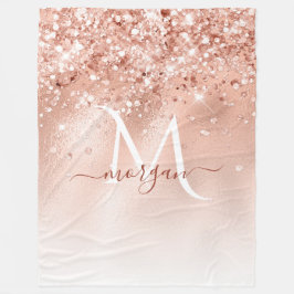 Monogram glitter Peach Ro Guld Fleecefilt