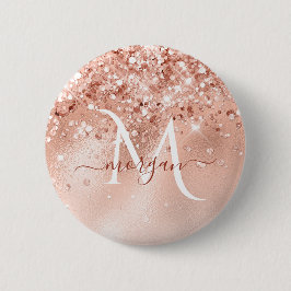 Monogram glitter Peach Ro Guld Knapp