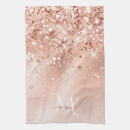 Monogram glitter Peach Ro Guld Kökshandduk