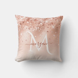 Monogram glitter Peach Ro Guld Kudde