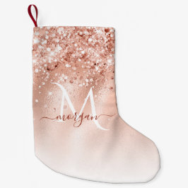 Monogram glitter Peach Ro Guld Liten Julstrumpa