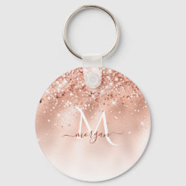 Monogram glitter Peach Ro Guld Nyckelring