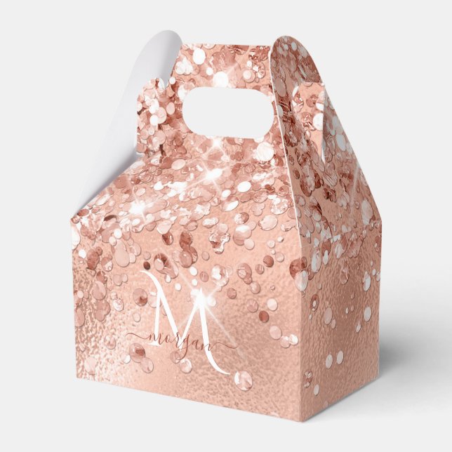 Monogram glitter Peach Ro Guld Presentaskar (Framsidan Sidan)