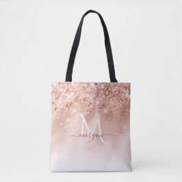 Monogram glitter Peach Ro Guld Tygkasse