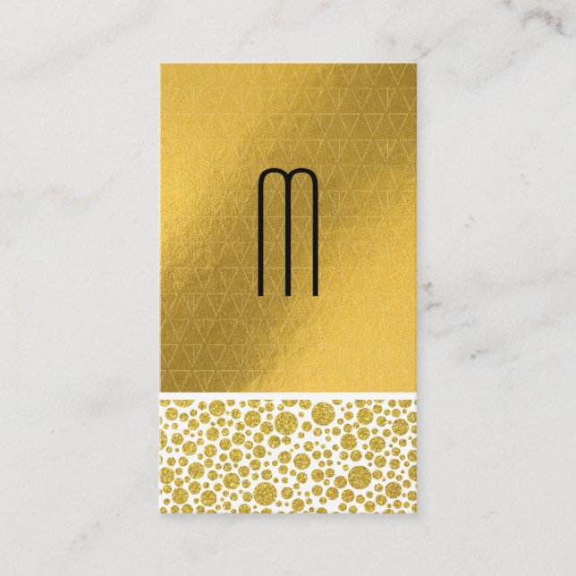 Monogram | Glitter Polka Dot | Lux Geometric Visitkort (Framsida)