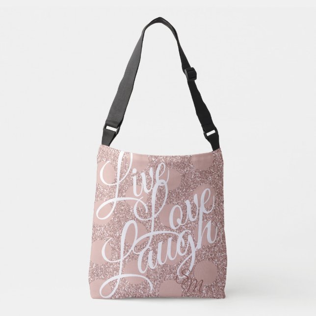 Monogram Glitter Ro  Live Kärlek Laugh Tote Axelväska (Framsida)